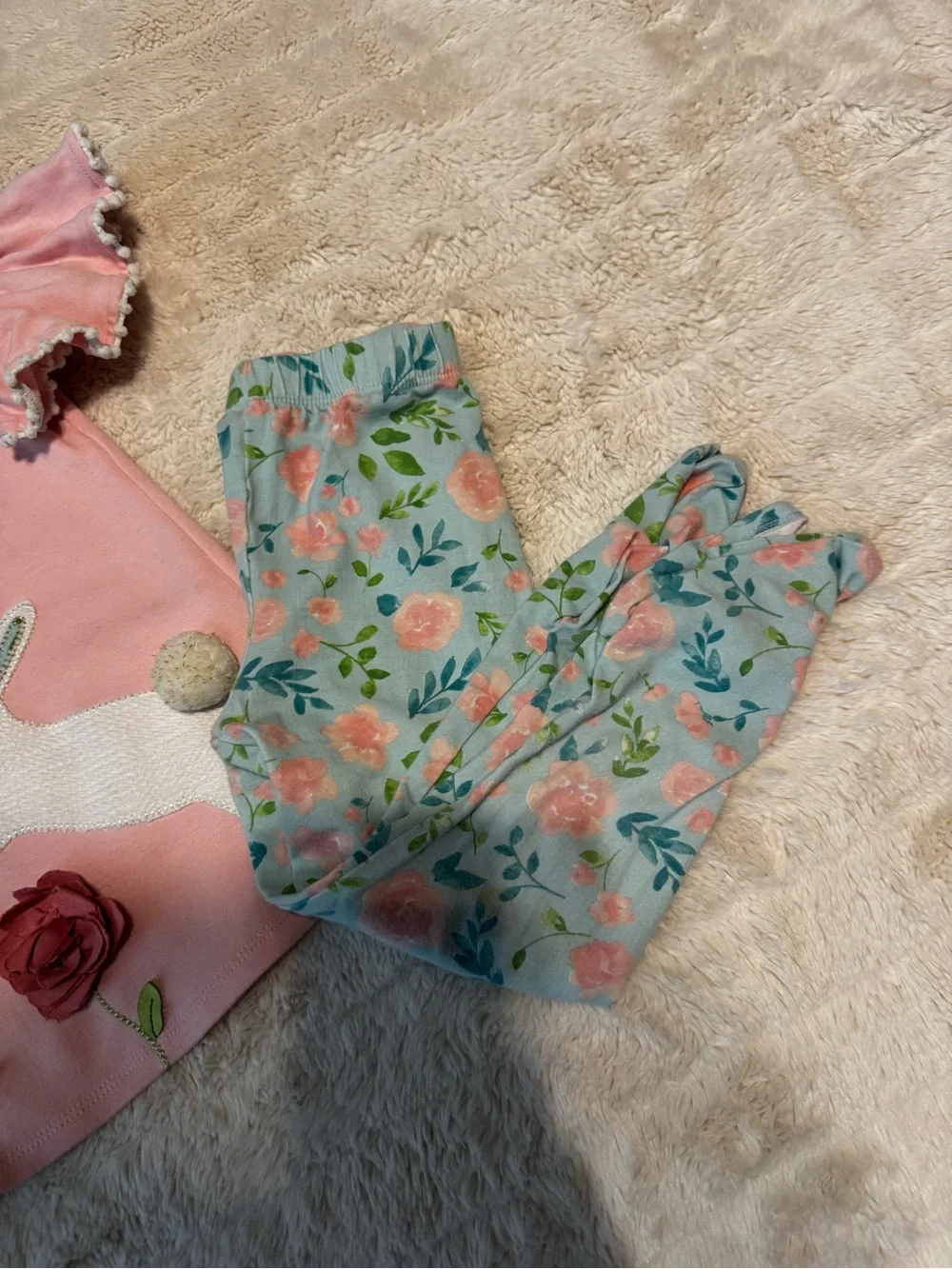 Mud Pie Pastel Pink Bunny & Floral Set